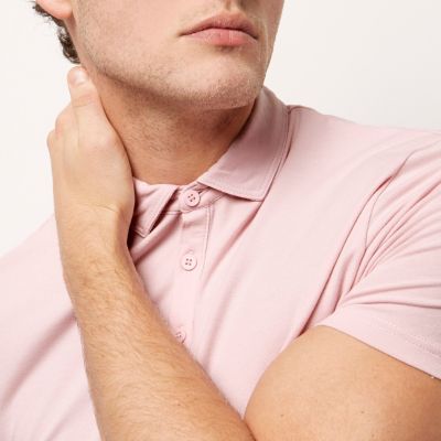Pink muscle fit polo shirt